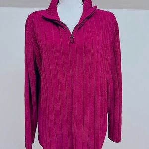 Fuchsia 1/4 Zip Sweater Size L